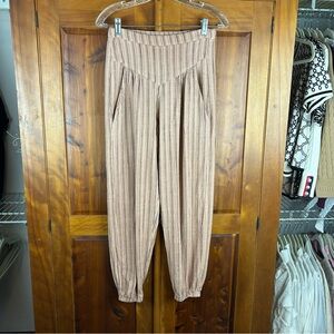 SELF CONTRAST Striped Gauzy Cotton Blend Boho Cottagecore Comfy Pants/Joggers